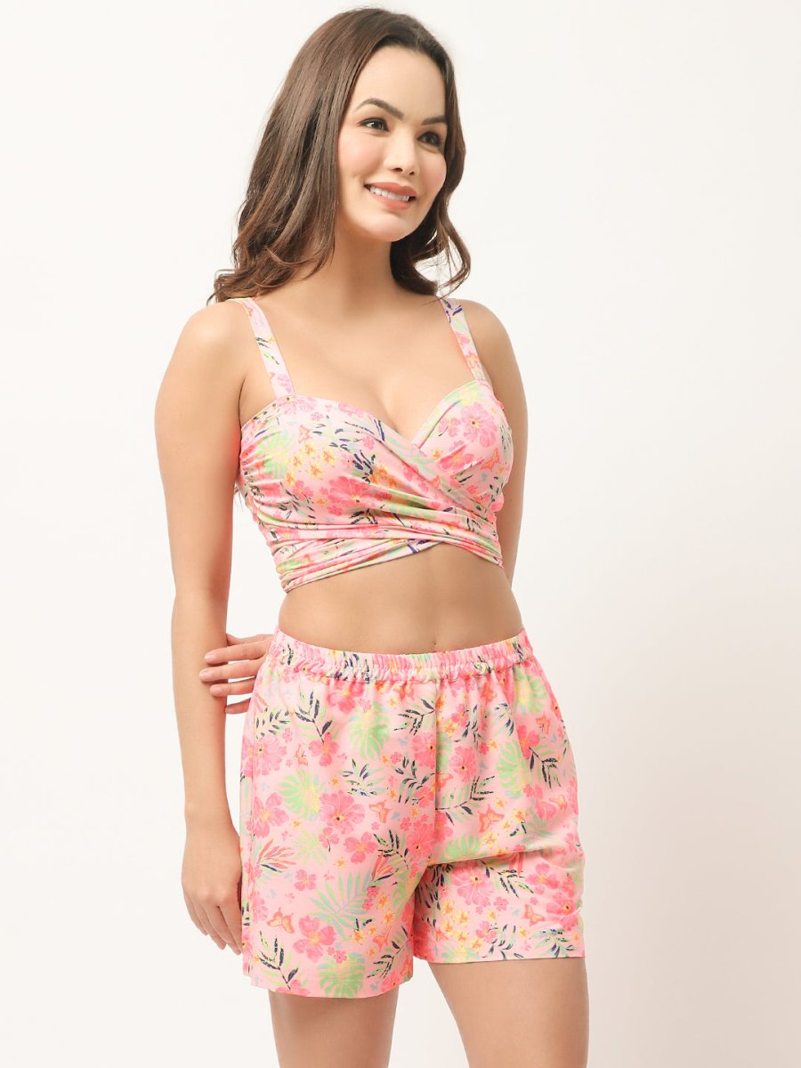 Floral Printed Swimwear Set - AOBABEACHWEAR