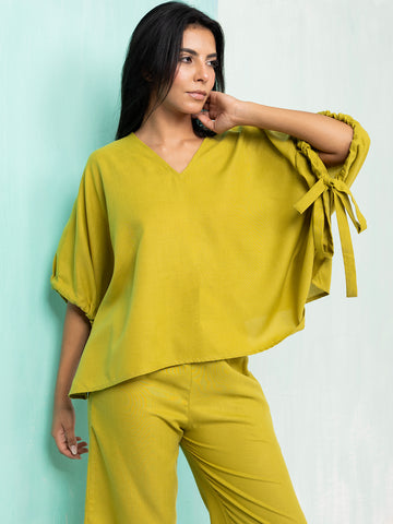 Olive Glow Tie-Up Co-Ord Set
