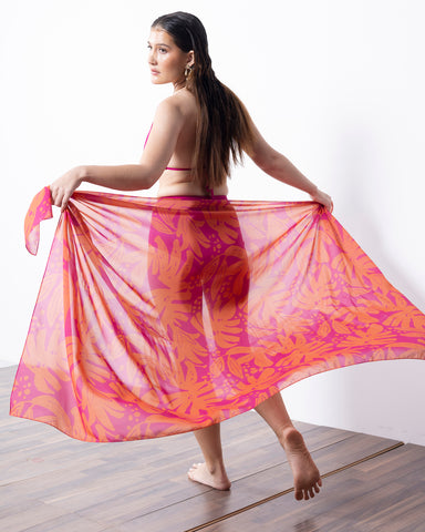 Sunset & Hibiscus Sarong 2 pc sarong set