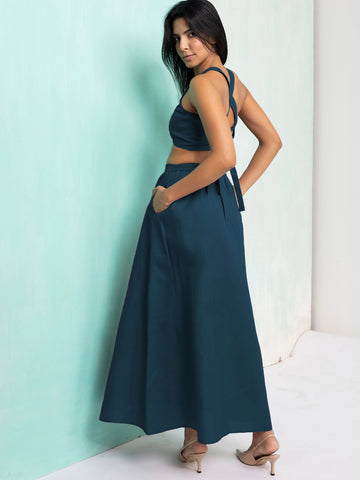 Emerald Tide Skirt & Crop Top Co-Ord Set