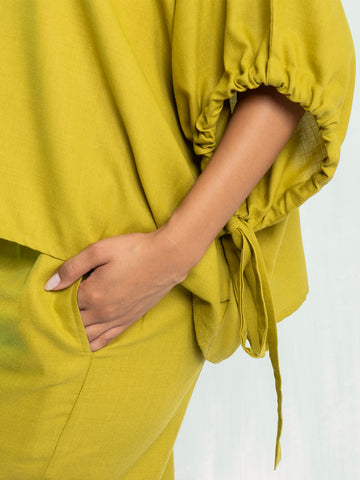Olive Glow Tie-Up Co-Ord Set
