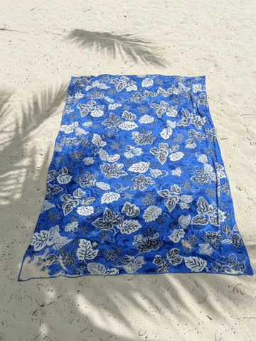 Azure Tropical Leaf Rayon Sarong