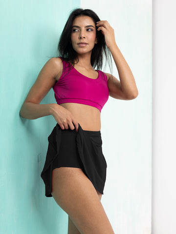 Fuchsia Splash Skirt & Crop Top Set