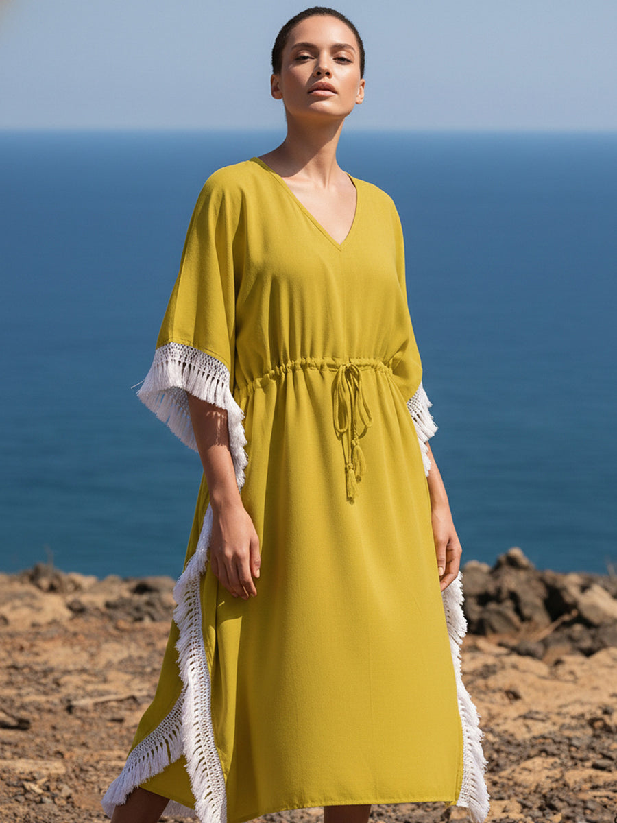 Yellow Solid Kaftan Dress – AIWW-231C