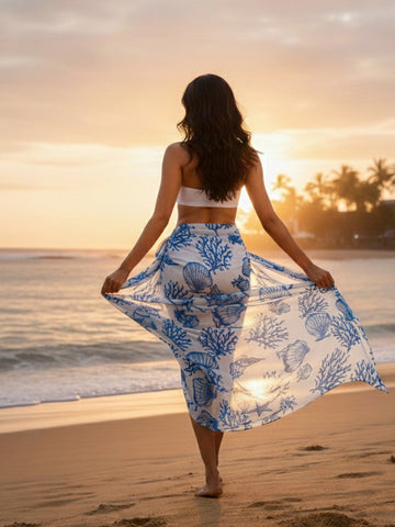 Azure Seashell Chiffon Sarong