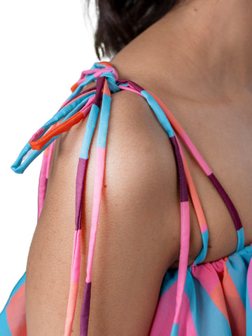 The Geometric Horizon Tiered Beach Maxi Dress