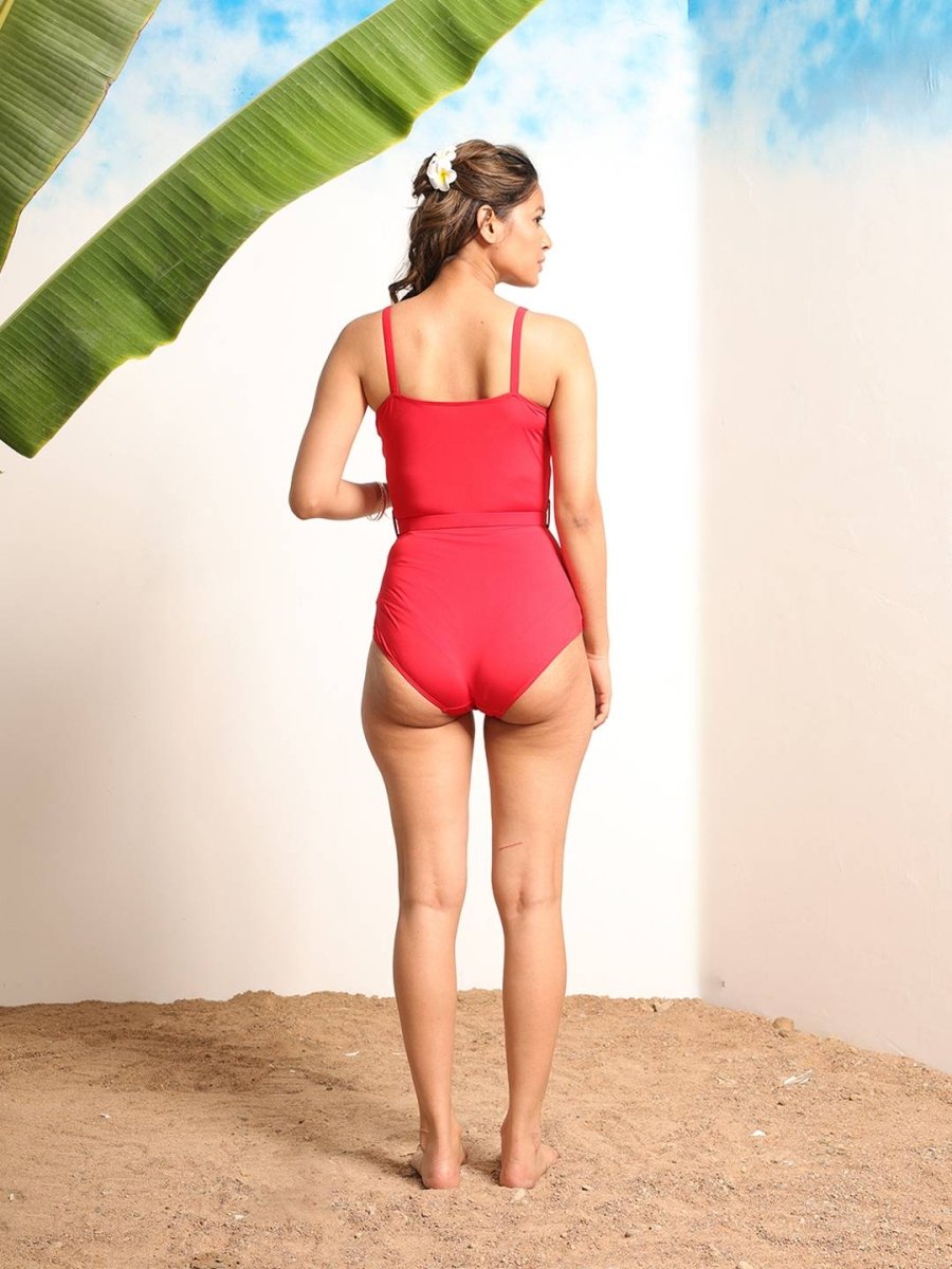 Front buckle Red Monokini - AOBASWIMWEAR