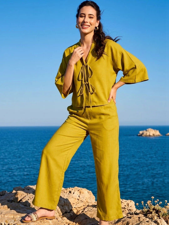 Green Linen Trouser Co-ord Set – AIWW-281A