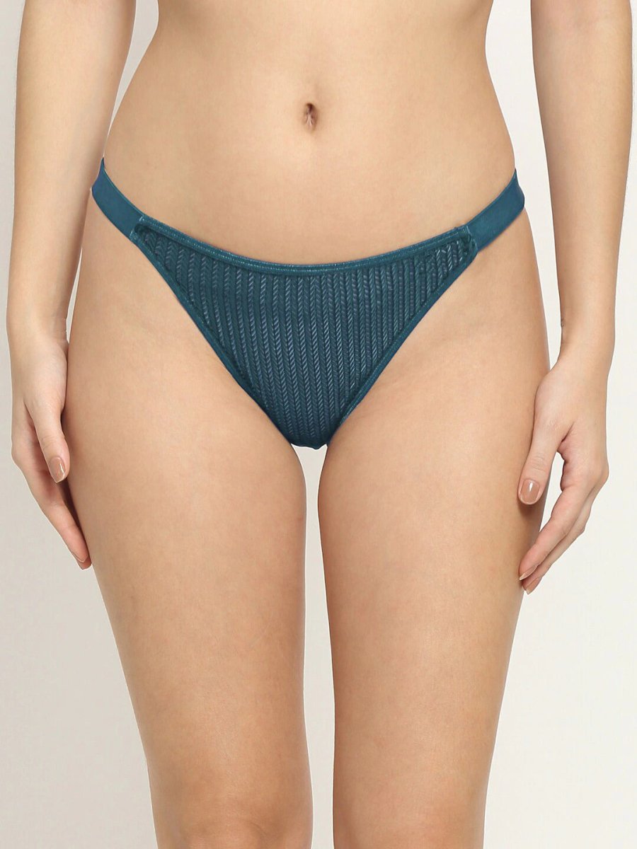 Teal - Green Self - Design Thongs - AOBApanty