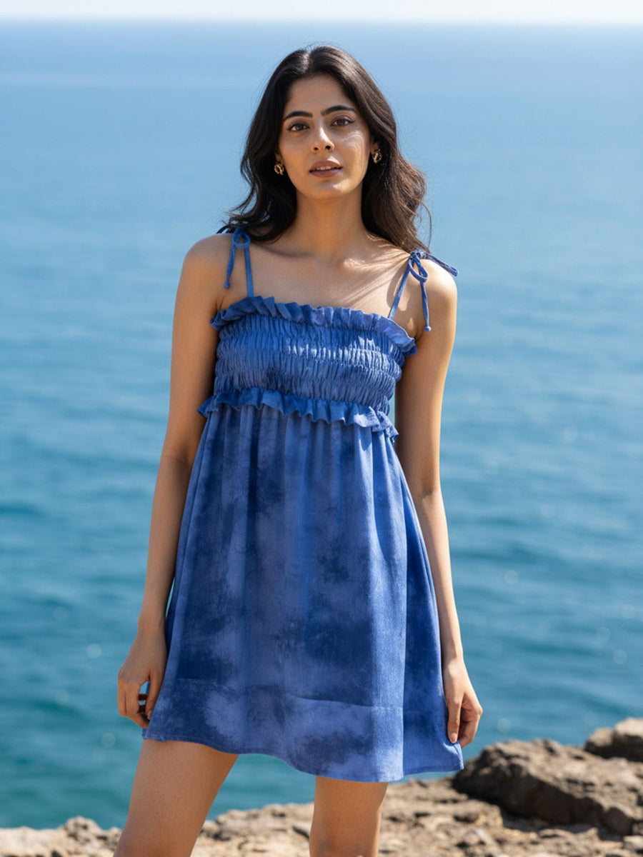 Blue Tie & Dye Mini Dress – AIBW-205C