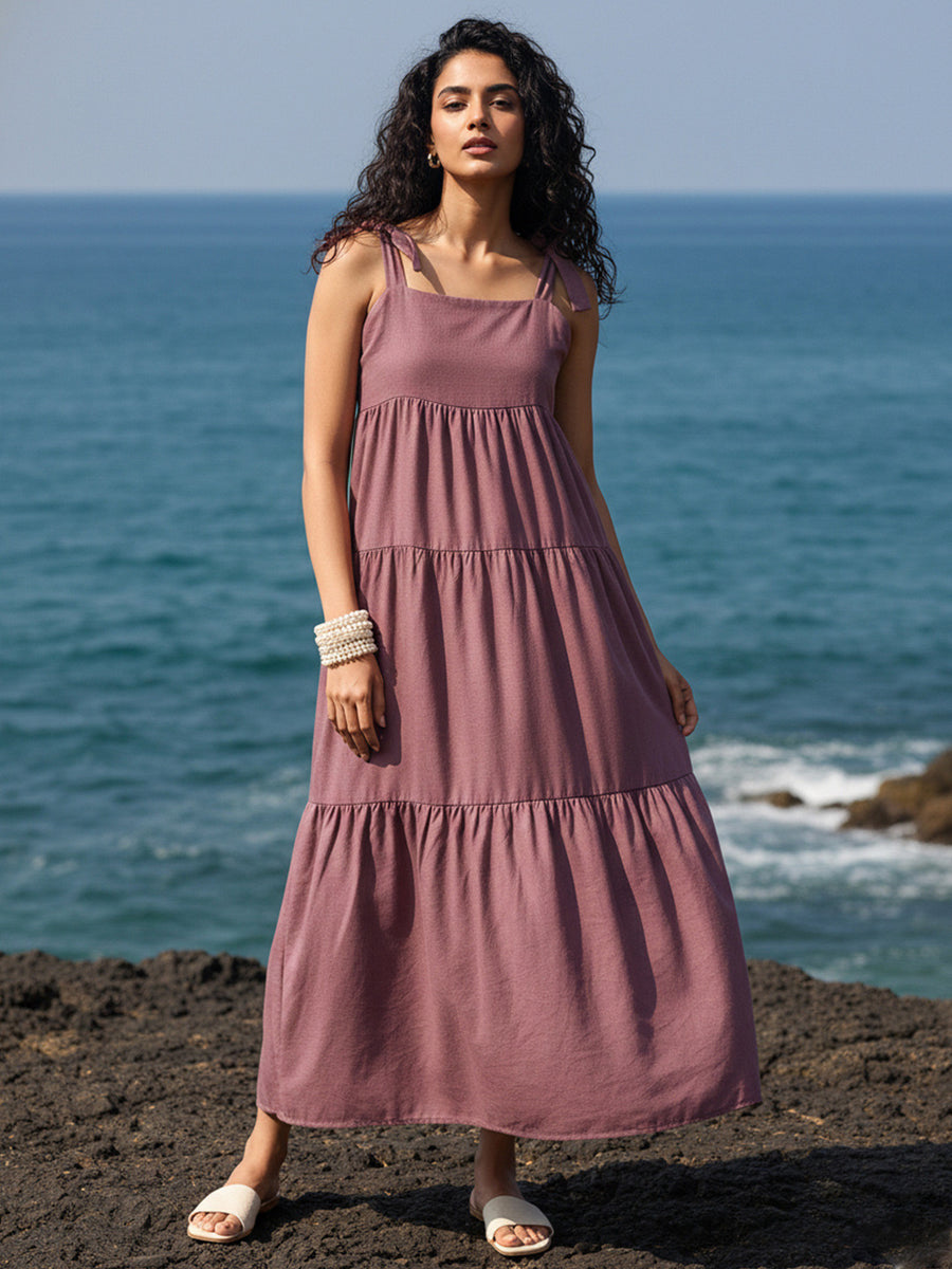 Mauve Solid Maxi Dress – AIWW-248B