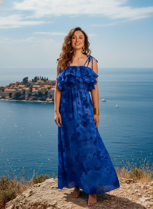 The Cobalt Tides Tie-Dye Maxi Dress