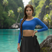 Women Swimwear Cobalt Skirt Swim Set