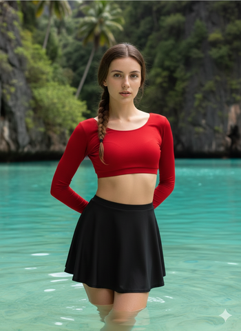 Chroma Core Red-Black Skirt Set