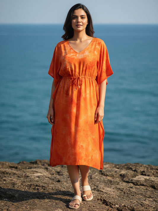 Vibrant Sunset Tie-Dye Kaftan