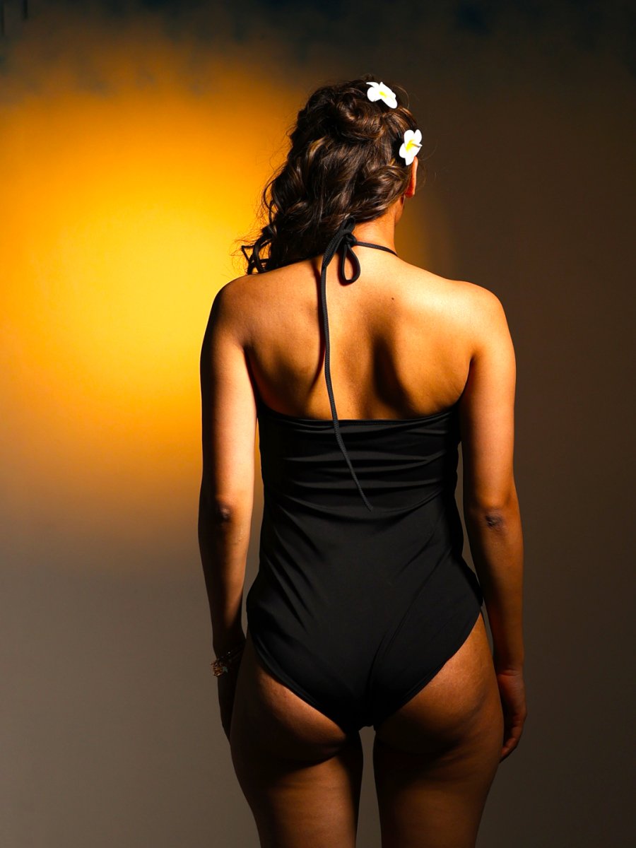 Women Black Solid One Peice Monokini - AOBASWIMWEAR