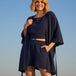 Navy Blue Linen Co-ord Set with Robe