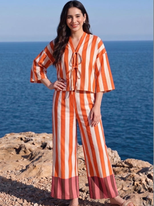 White Stripe Trouser Co-ord Set – AIWW-281C