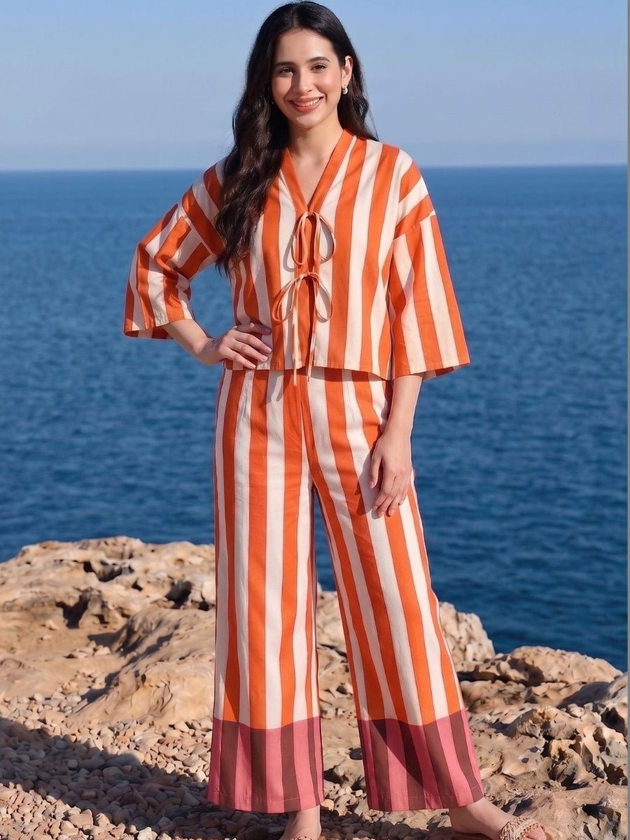 White Stripe Trouser Co-ord Set – AIWW-281C