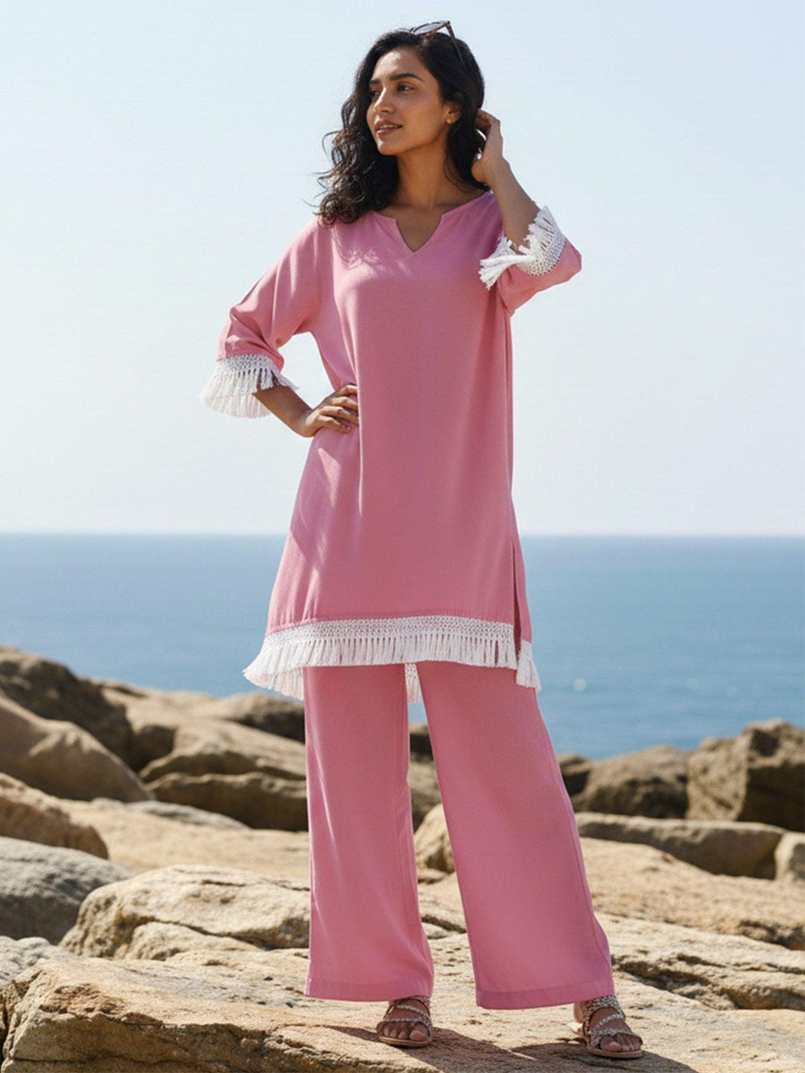 Mauve Linen Trouser Co-ord Set – AIWW-243C