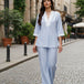 Blue Solid Trouser Co-ord Set