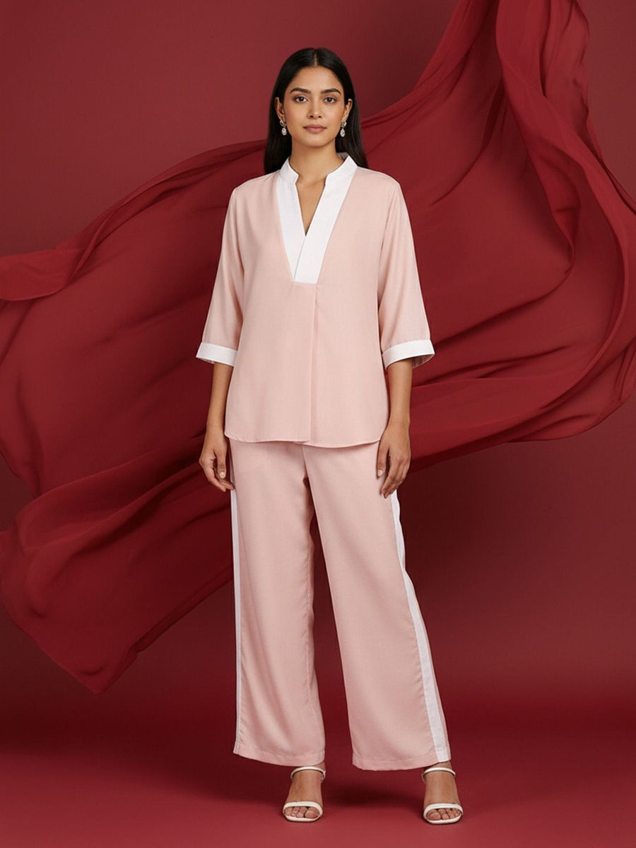 Peach Linen Trouser Co-ord Set – AIWW-284A