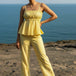 Yellow Textured Palazzo Co-ord Set