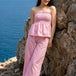 Pink Bandeau Checked Trouser Co-ord Set