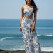 Off White Square-Neck Seashell Print Maxi Skirt Co-ord Set
