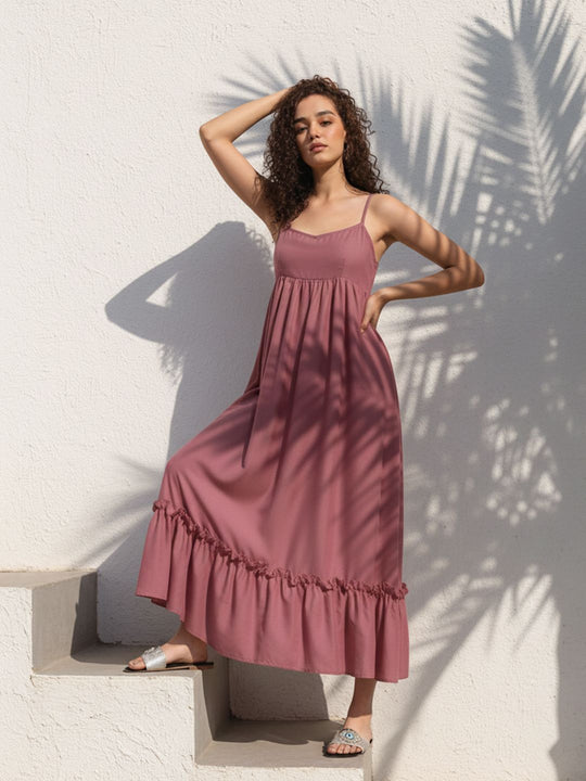 Mauve Solid Empire Dress – AIWW-247C