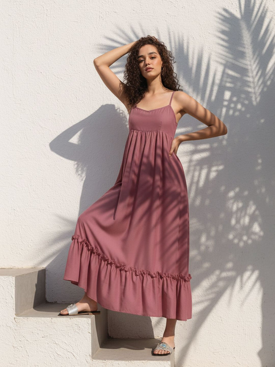 Mauve Solid Empire Dress – AIWW-247C