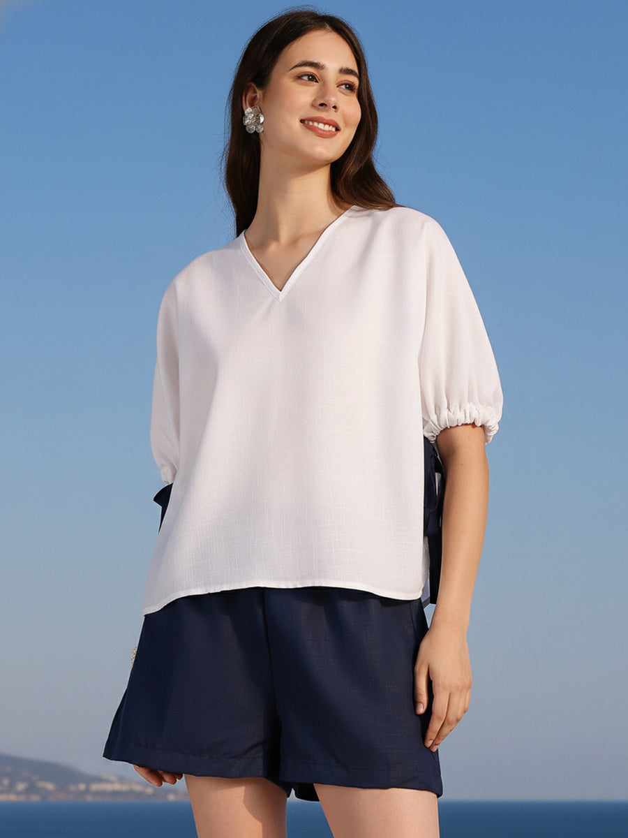 White Colourblock Shorts Co-ord Set – AIWW-287A