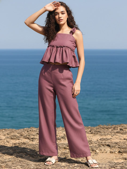 Mauve Linen Trouser Co-ord Set – AIWW-245B