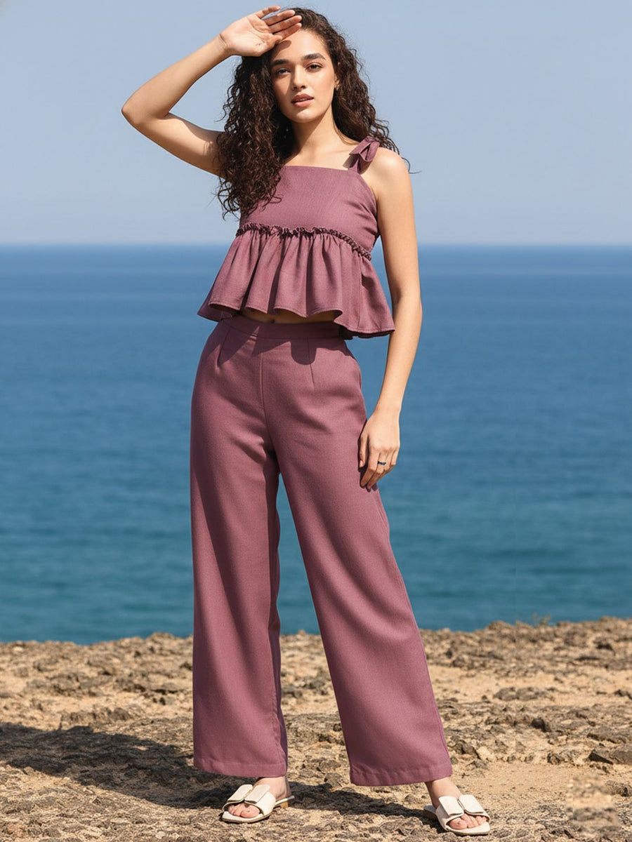 Mauve Linen Trouser Co-ord Set – AIWW-245B