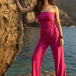 Fuchsia Bandeau Solid Palazzo Co-ord Set
