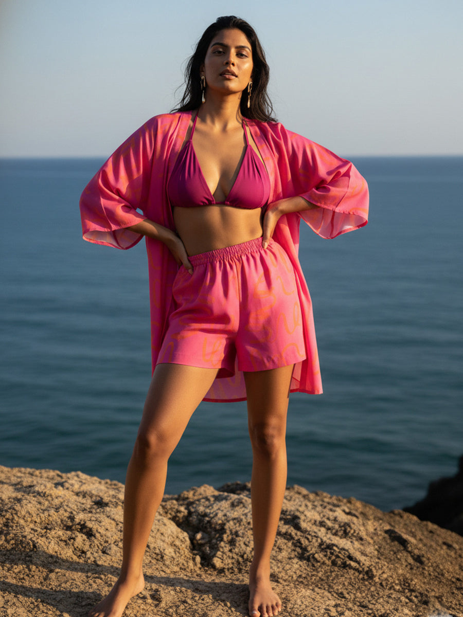 Pink Printed Beachwear Set – AIBW-46L