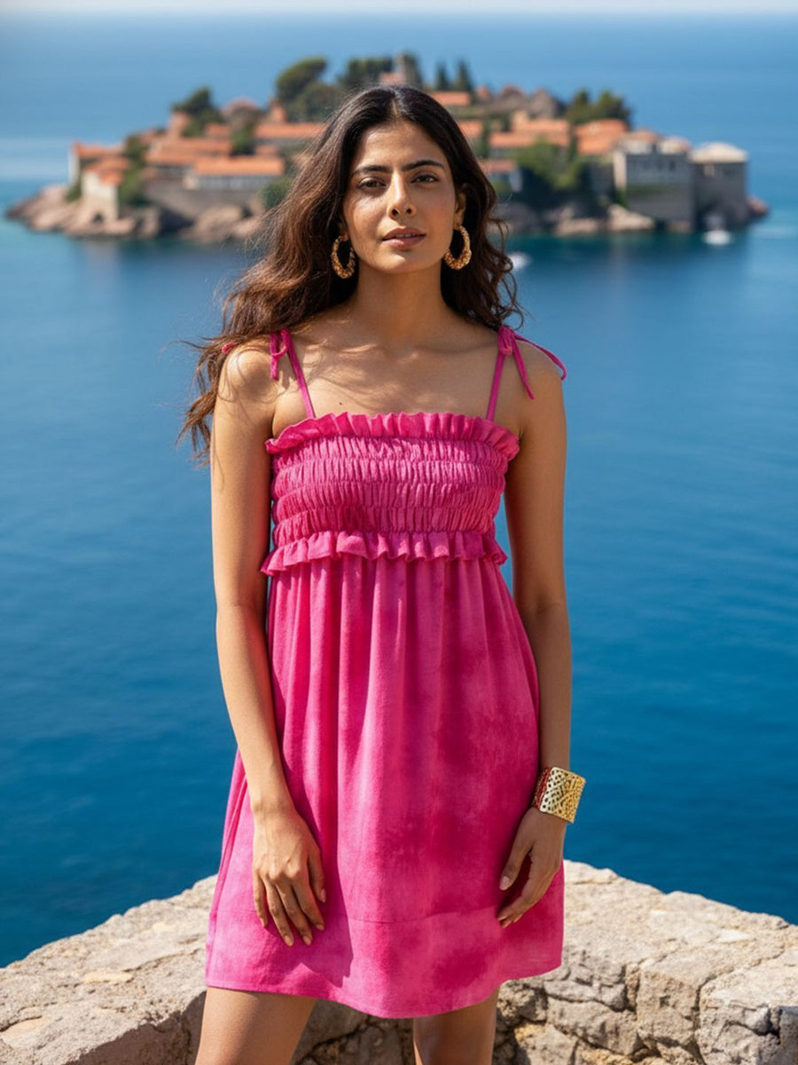 Pink Tie & Dye Mini Dress – AIBW-205B
