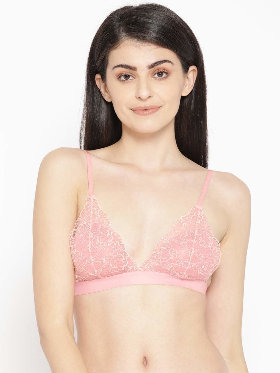 Lacy Pink Soft Bra - AOBA