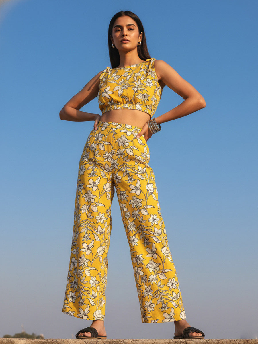 Yellow Floral Print Co-ord Set – AIWW-239A