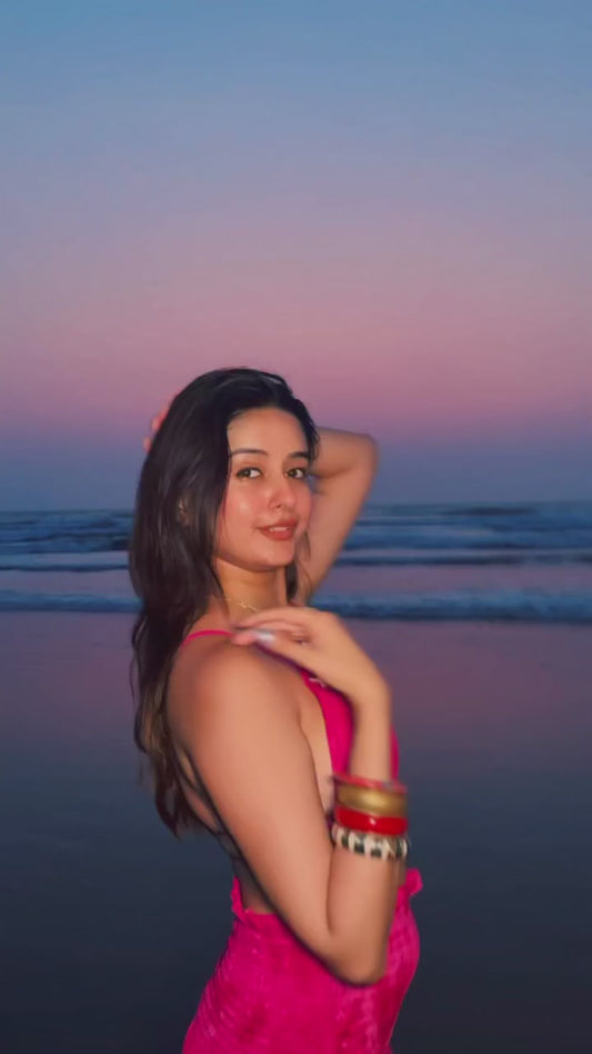 Women pink Tie & Dye Beachwear Skirt Set