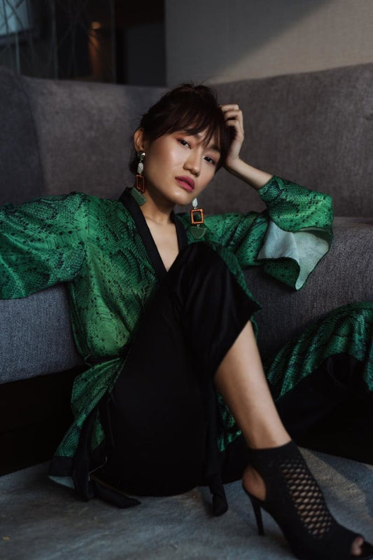 Reptilian Print Robe and Pyjama Set - AOBA