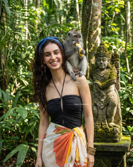 Summery Black Solid Monokini Combo