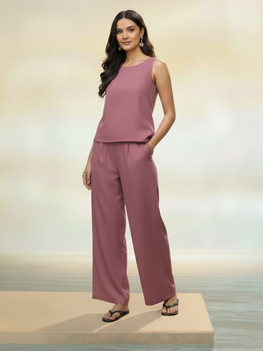 Mauve Linen Trouser Co-ord Set – AIWW-242D
