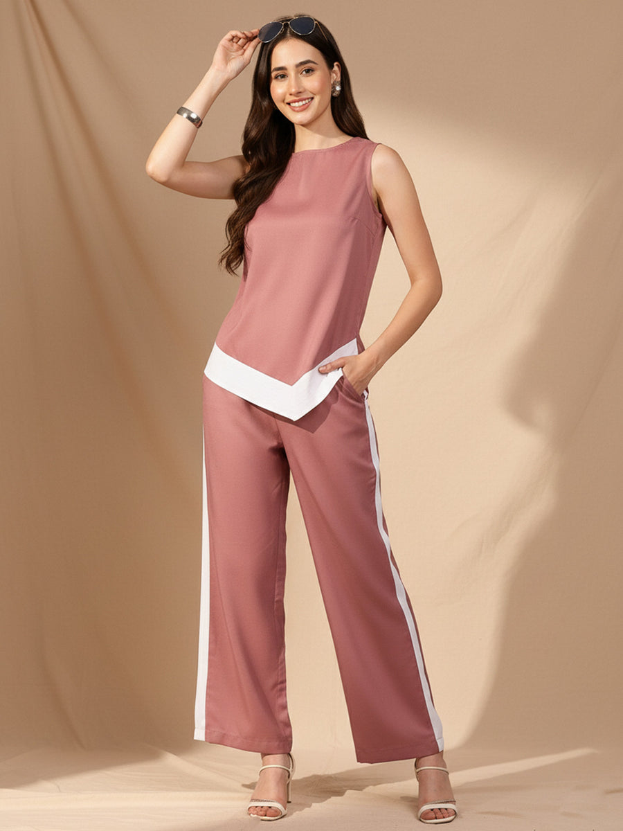 Mauve Solid Trouser Co-ord Set – AIWW-249F