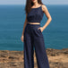 Navy Blue Linen Trouser Co-ord Set