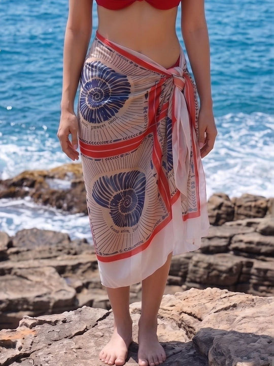 White Seashell Print Sarong – AIBW-306G